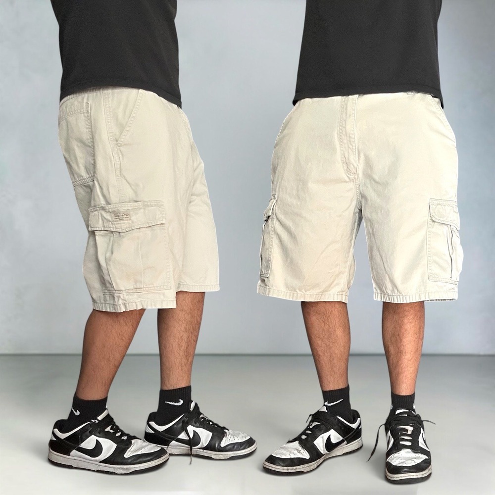 Wrangler Khaki Cargo‎ Shorts Baggy Skater Retro 90s Tan Size 36